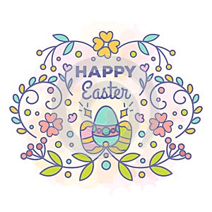 Happy easter card. Floral design with eggs