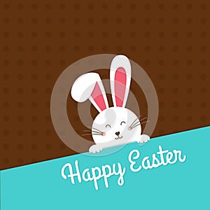 Happy Easter card with rabbit ears. Easter rabbit for Easter holidays design. Easter bunny vector illustration