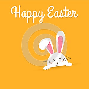 Happy Easter card with rabbit ears. Easter rabbit for Easter holidays design. Easter bunny vector illustration