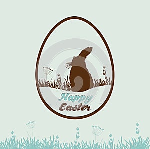 Happy Easter card with rabbit in the shape of egg