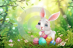 Happy easter carrots Eggs Basket Basket. White bohemian Bunny greeting. easter gladiolus background wallpaper