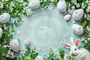Happy easter Celadon Eggs Easter Bunny Costume Basket. White easter bows Bunny sentiment. easter placemats background wallpaper