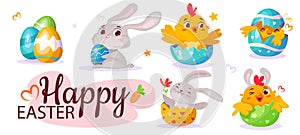 Happy Easter Celebration vector set