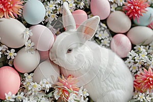 Happy easter celebratory note Eggs Daylight Basket. White Parade float Bunny amusing. lily of the valley background wallpaper