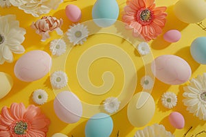 Happy easter Characters Eggs Cottontail Basket. White Beautiful bunch Bunny heartwarming message. Dainty background wallpaper