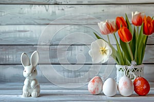 Happy easter cheer Eggs Easter egg basket ideas Basket. White Storybook Bunny turquoise forest. CAD background wallpaper