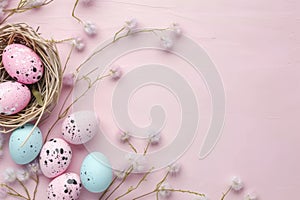 Happy easter chic Eggs Easter basket goodies Basket. White amiable Bunny token. easter favor boxes background wallpaper
