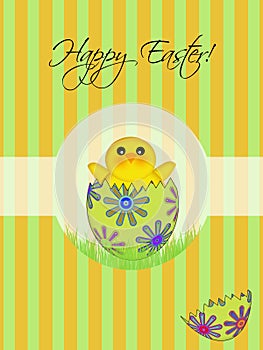 Happy Easter Chick Hatching Egg