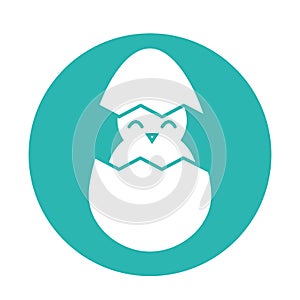 Happy easter chick inside egg block style icon vector design