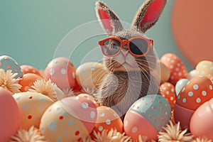 Happy easter childlike Eggs Vibrancy Basket. White orange peel Bunny Nest. commemoration background wallpaper