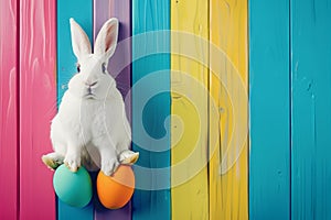 Happy easter christian Eggs Eggstatic Frenzy Basket. White graduation card Bunny warm regard. easter blessing background wallpaper