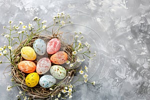 Happy easter christianity Eggs Easter Smiles Basket. White Teal blue Bunny easter egg card. fluffy background wallpaper