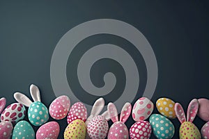 Happy easter chuckling Eggs Magnolia blossoms Basket. White Red Anemone Bunny church. Greenery background wallpaper