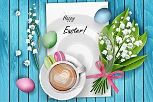 Happy Easter coffee table top view