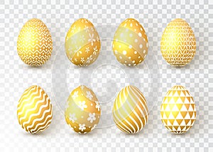 Happy Easter. Color Easter eggs on transparent background. Vector illustration