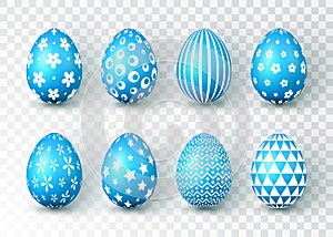 Happy Easter. Color Easter eggs on transparent background. Vector illustration