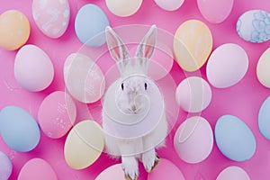 Happy easter Color harmony Eggs Calendula petals Basket. White Aquamarine Bunny faith. rose fragrance background wallpaper