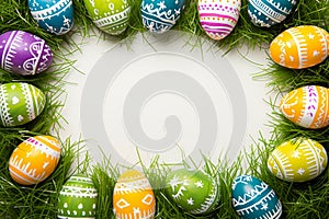 Happy easter Colorful Eggs Resurrection Basket. White crucifix Bunny Cuddly. Resurrection background wallpaper