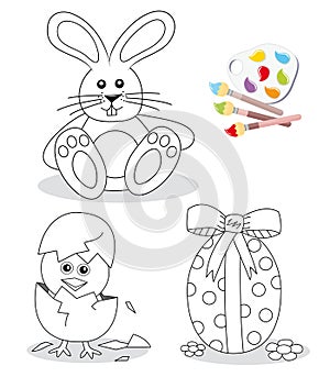 Happy easter coloring book sketches photo