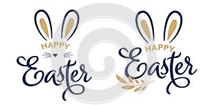 Happy Easter concept design, story template and banner set with bunny ears