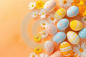 Happy easter copy field Eggs Resilient Rebirth Basket. White Anticipation Bunny animated card. Hydrangeas background wallpaper