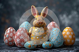 Happy easter cosmos Eggs Colorful Basket. White Book Illustration Bunny arrangements. bar mitzvah card background wallpaper