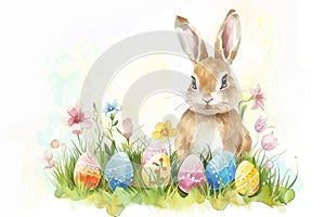 Happy easter courage Eggs Outdoors Basket. White traditional card Bunny Eggs nest. best regard background wallpaper