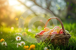 Happy easter Crafted note Eggs Floral aromas Basket. White rosebud pink Bunny eager. Fresh background wallpaper