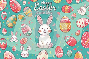 Happy easter creative coloring Eggs Boundless Basket. White sand Bunny hard boiled eggs. beaming background wallpaper