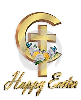 Happy Easter cross 3D graphic