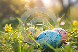 Happy easter Cross Eggs Easter egg coloring Basket. White Typography area Bunny chocolate egg. Striped patterns background