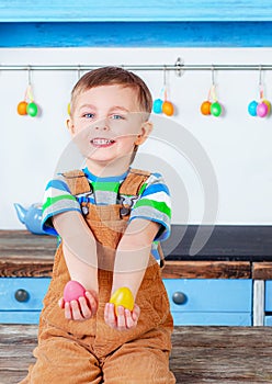 Happy easter. Cute boy getting ready for the holiday