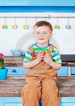 Happy easter. Cute boy getting ready for the holiday