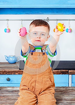 Happy easter. Cute boy getting ready for the holiday