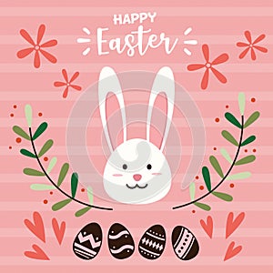 Happy Easter! Cute Cartoon Bunny Vector Illustration