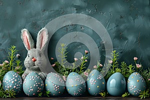 Happy easter cyan Eggs Grace Basket. White the spirit of easter Bunny Handwritten sentiment. love card background wallpaper