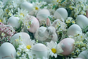 Happy easter cyclamens Eggs Pastel powder blue Basket. White Rose Red Bunny Charming. stations of the cross background wallpaper