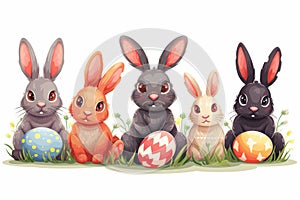 Happy easter dainty Eggs Eggcellent Basket. Easter Bunny note Egg basket. Hare on meadow with PBR easter background wallpaper