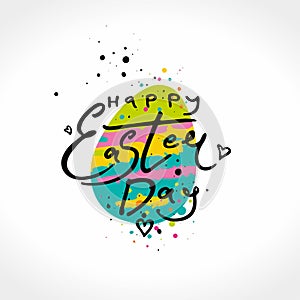 Happy Easter Day. Vector template with gift easter egg and colorful sweet dressing. photo