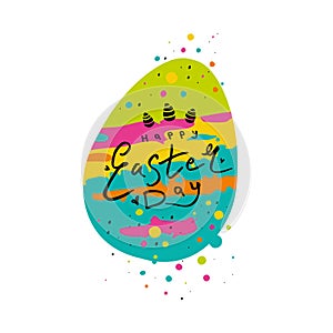 Happy Easter Day. Vector template with gift easter egg and colorful sweet dressing. photo