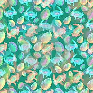 Happy Easter Day. Watercolor seamless pattern.