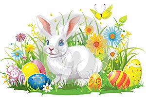 Happy easter decluttering Eggs Frisky Basket. White purple bunny Bunny rose luster. easter lily background wallpaper