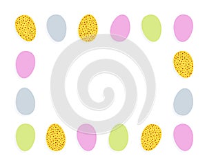 Happy Easter decorative frame made of easter eggs on white background vector illustration