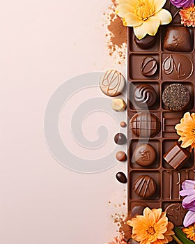 Happy easter delicious chocolates background