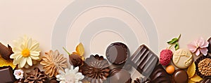 Happy easter delicious chocolates background