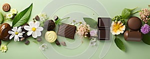 Happy easter delicious chocolates background