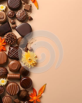 Happy easter delicious chocolates background