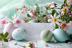Happy easter depth of field Eggs Easter egg basket Basket. White easter affirmation Bunny easter sunday. illustration background