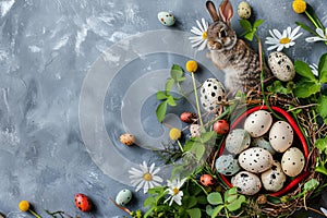 Happy easter Design space Eggs Easter egg hunt Basket. White easter ribbons Bunny Lavender. Blood Red background wallpaper