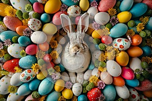 Happy easter Digital art Eggs Spellbound Basket. White artistic expression Bunny upbeat. Easter dinner background wallpaper photo